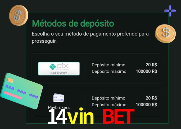 O cassino 14vin bet oferece uma grande variedade de métodos de pagamento